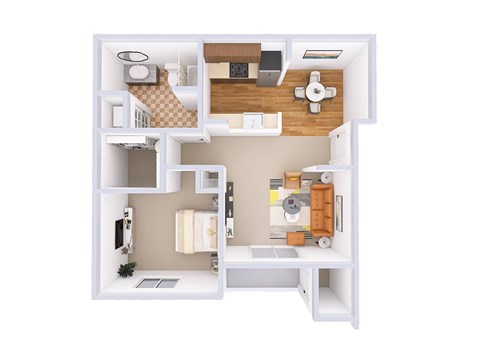 Floor plan for 1 bed, 1 bath, 820 sqft