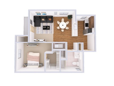 Floor plan for 1 bed, 1 bath, 778 sqft