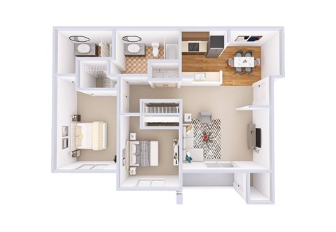 Floor plan for 2 beds, 2 baths, 1114 sqft