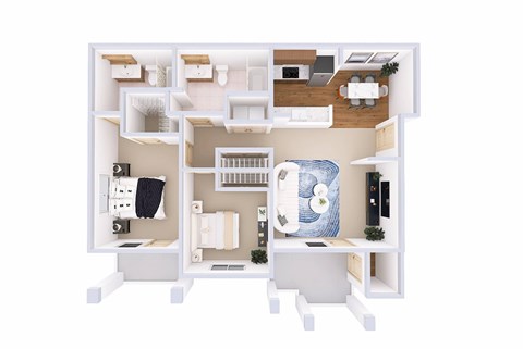 Floor plan for 2 beds, 2 baths, 1349 sqft