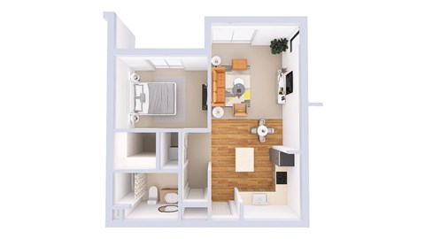 Floor plan for 1 bed, 1 bath, 811 sqft