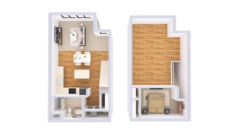 Floor plan for 1 bed, 1 bath, 893 sqft