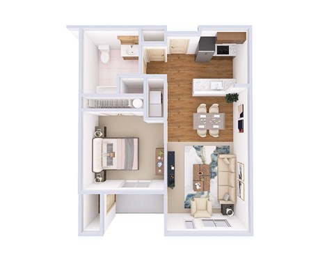 Floor plan for 1 bed, 1 bath, 813 sqft
