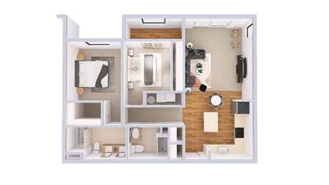 Floor plan for 2 beds, 2 baths, 1116 sqft