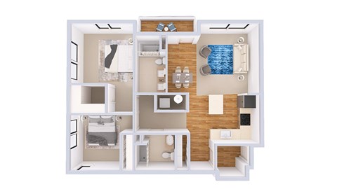 Floor plan for 2 beds, 2 baths, 1160 sqft