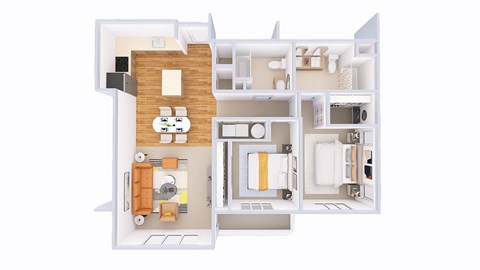 Floor plan for 2 beds, 2 baths, 1174 sqft