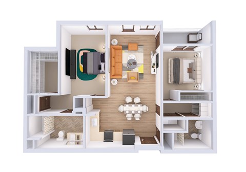 Floor plan for 2 beds, 2 baths, 1219 sqft
