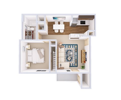 Floor plan for 1 bed, 1 bath, 704 sqft