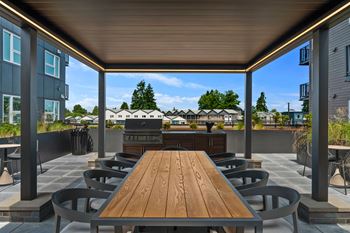Covered patio with grill