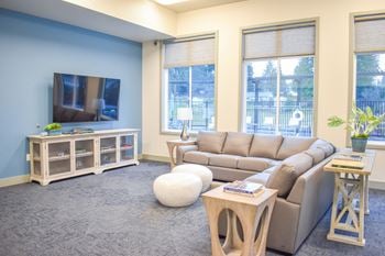 Media room, theater seating with tv