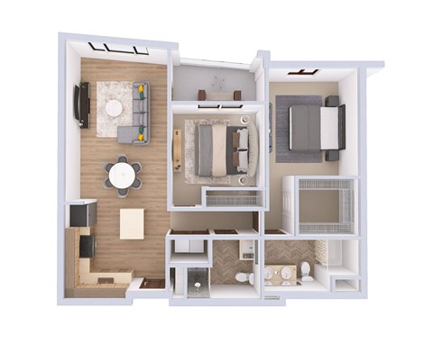 Floor plan for 2 beds, 2 baths, 1140 sqft