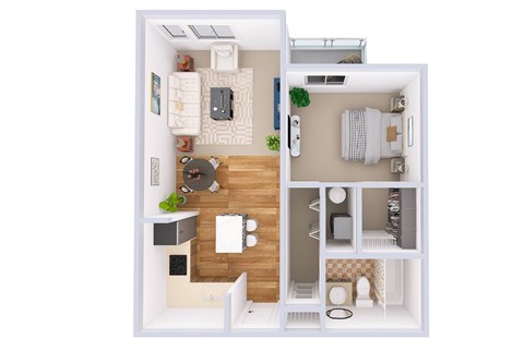 Floor plan for 1 bed, 1 bath, 920 sqft