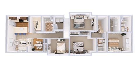Floor plan for 5 beds, 3 baths, 1543 sqft