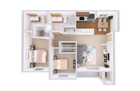 Floor plan for 2 beds, 2 baths, 1207 sqft