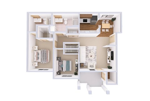 Floor plan for 2 beds, 2 baths, 1280 sqft