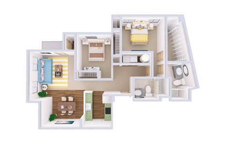 Floor plan for 2 beds, 2 baths, 1190 sqft