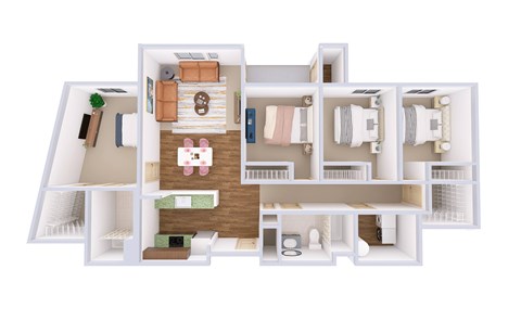 Floor plan for 4 beds, 2 baths, 1476 sqft