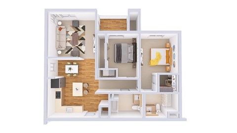 Floor plan for 2 beds, 2 baths, 1155 sqft