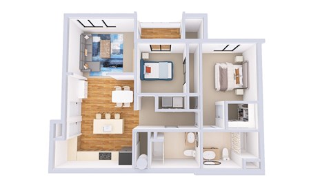 Floor plan for 2 beds, 2 baths, 1114 sqft