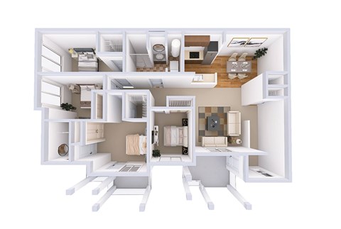 Floor plan for 4 beds, 2 baths, 1665 sqft
