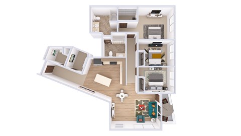 Floor plan for 3 beds, 2 baths, 1490 sqft