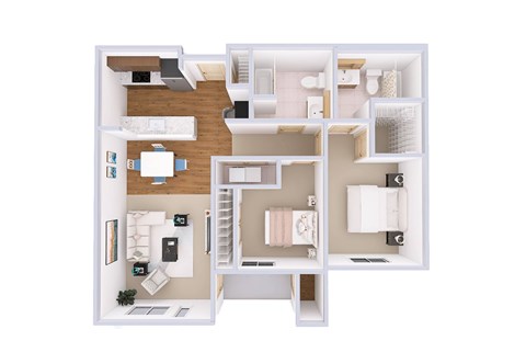 Floor plan for 2 beds, 2 baths, 1100 sqft