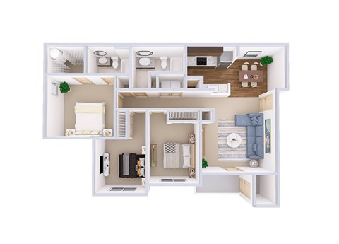 Floor plan for 3 beds, 2 baths, 1201 sqft