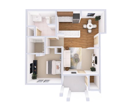 Floor plan for 1 bed, 1 bath, 982 sqft
