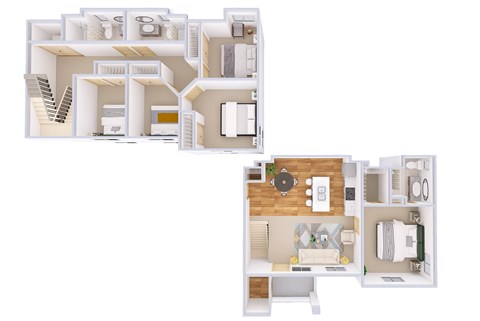 Floor plan for 5 beds, 3 baths, 1593 sqft