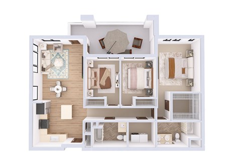 Floor plan for 3 beds, 2 baths, 1301 sqft