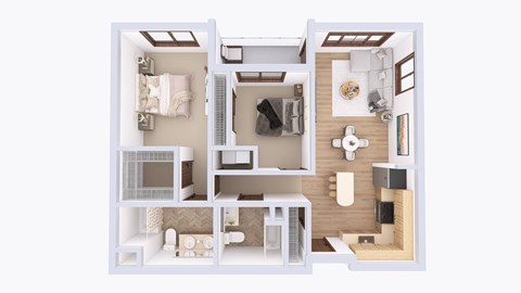 Floor plan for 2 beds, 2 baths, 1126 sqft