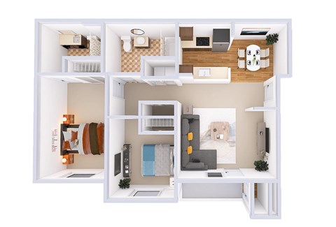 Floor plan for 2 beds, 2 baths, 973 sqft