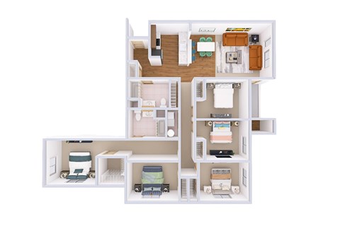 Floor plan for 5 beds, 2 baths, 1790 sqft