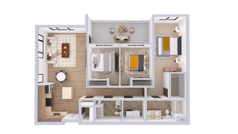 Floor plan for 3 beds, 2 baths, 1496 sqft