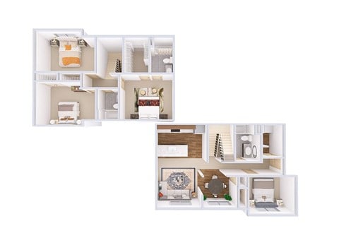 Floor plan for 5 beds, 3 baths, 1446 sqft