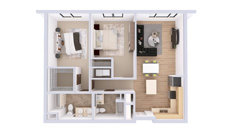Floor plan for 2 beds, 2 baths, 1155 sqft