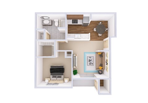 Floor plan for 1 bed, 1 bath, 773 sqft