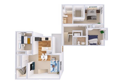 Floor plan for 3 beds, 3 baths, 1550 sqft