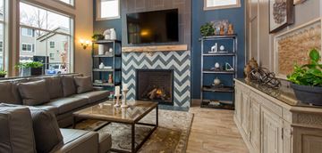 Federal Way apartment for rent - a living room with a fireplace and a tv