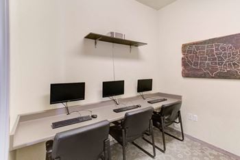 Business center with computer stations