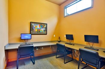 Business center with computer stations