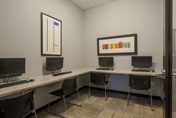 Business center with computer stations