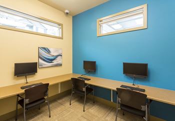 Business center with computer stations
