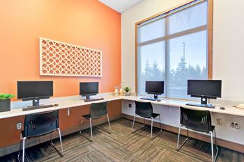 Business center with computer stations