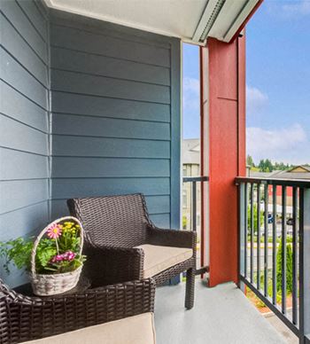 Private patio or balcony with storage