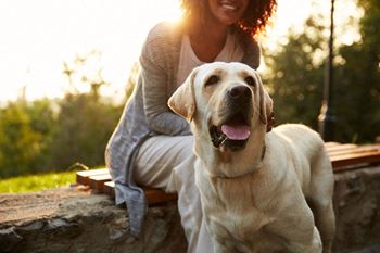 Lady with dog at park