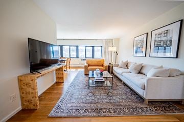 Kansas City apartment for rent - a living room with a couch and a tv and a rug