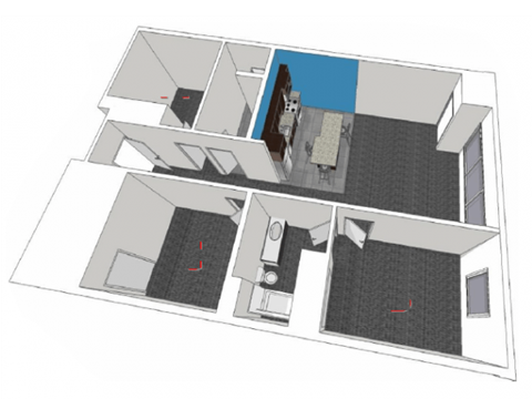 Floor plan for 3 beds, 2 baths, 1282 sqft
