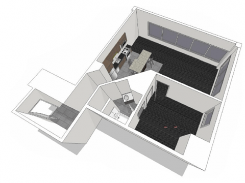 Floor plan for 1 bed, 1 bath, 913 sqft