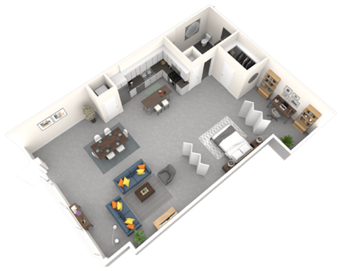 Floor plan for studio, 1 bath, 1480 sqft
